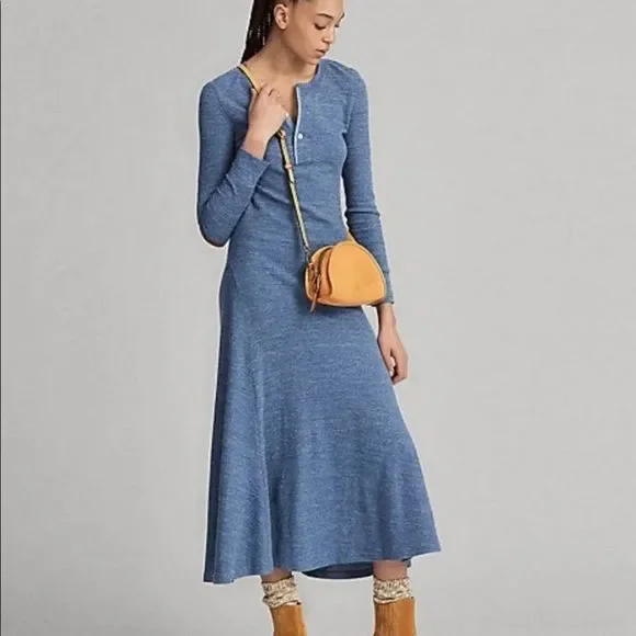 Polo Ralph Lauren Waffle Knit Henley Thermal Maxi Dress - Picture 2 of 4